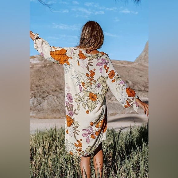 CUPSHE FLORAL BUTTON DOWN MIDI SHIRT DRESS SIZE M - Picture 3 of 7